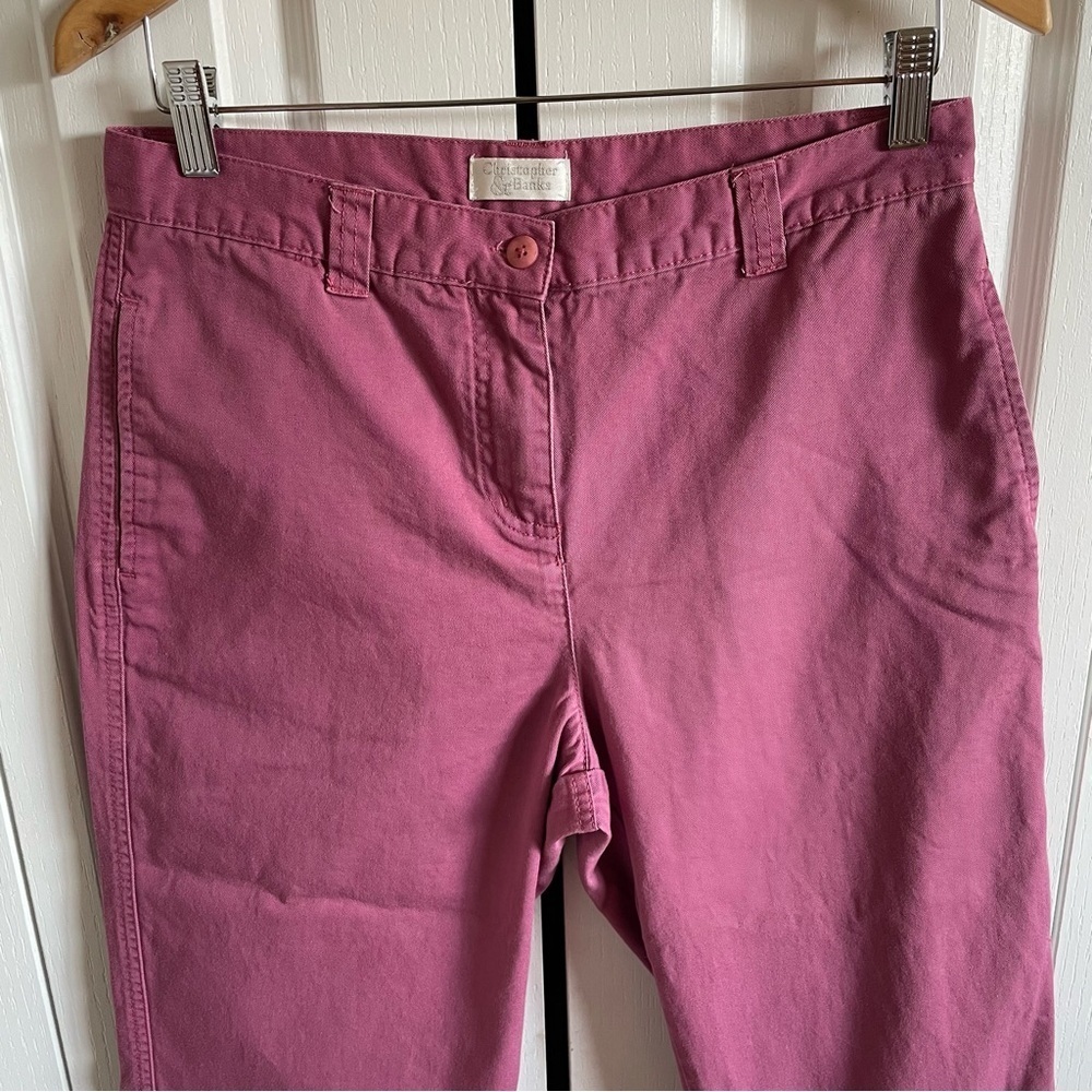 Christopher & Banks Cropped Pants Women’s 6 Pink Button Flap Pocket Y2K Casual - Picture 2 of 14